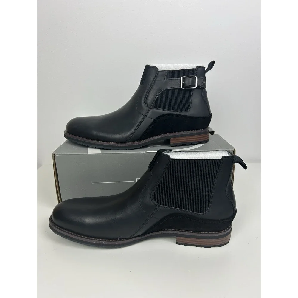 Stacy Adams Men's Oskar Plain Toe Chelsea Boot Black Leather 25554 Size 11 M